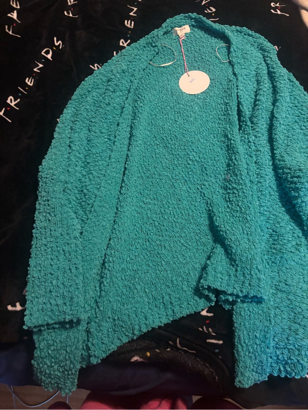 Umgee Teal Textured Open-Front Cardigan